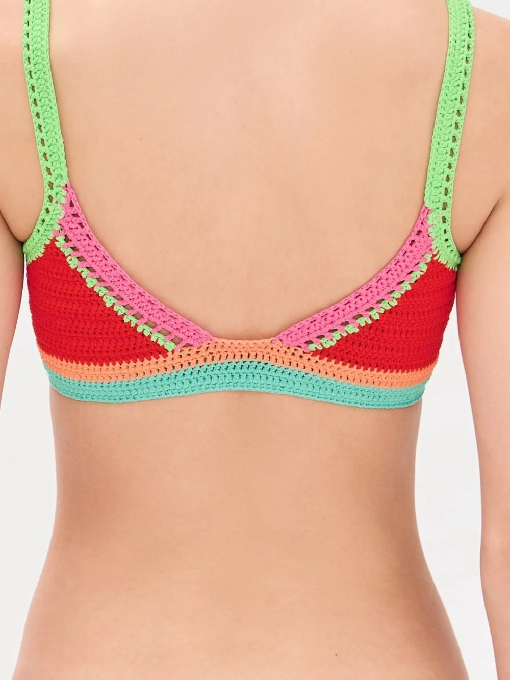 Beach Riot Crochet Bikini top in Red, Pink & Mint